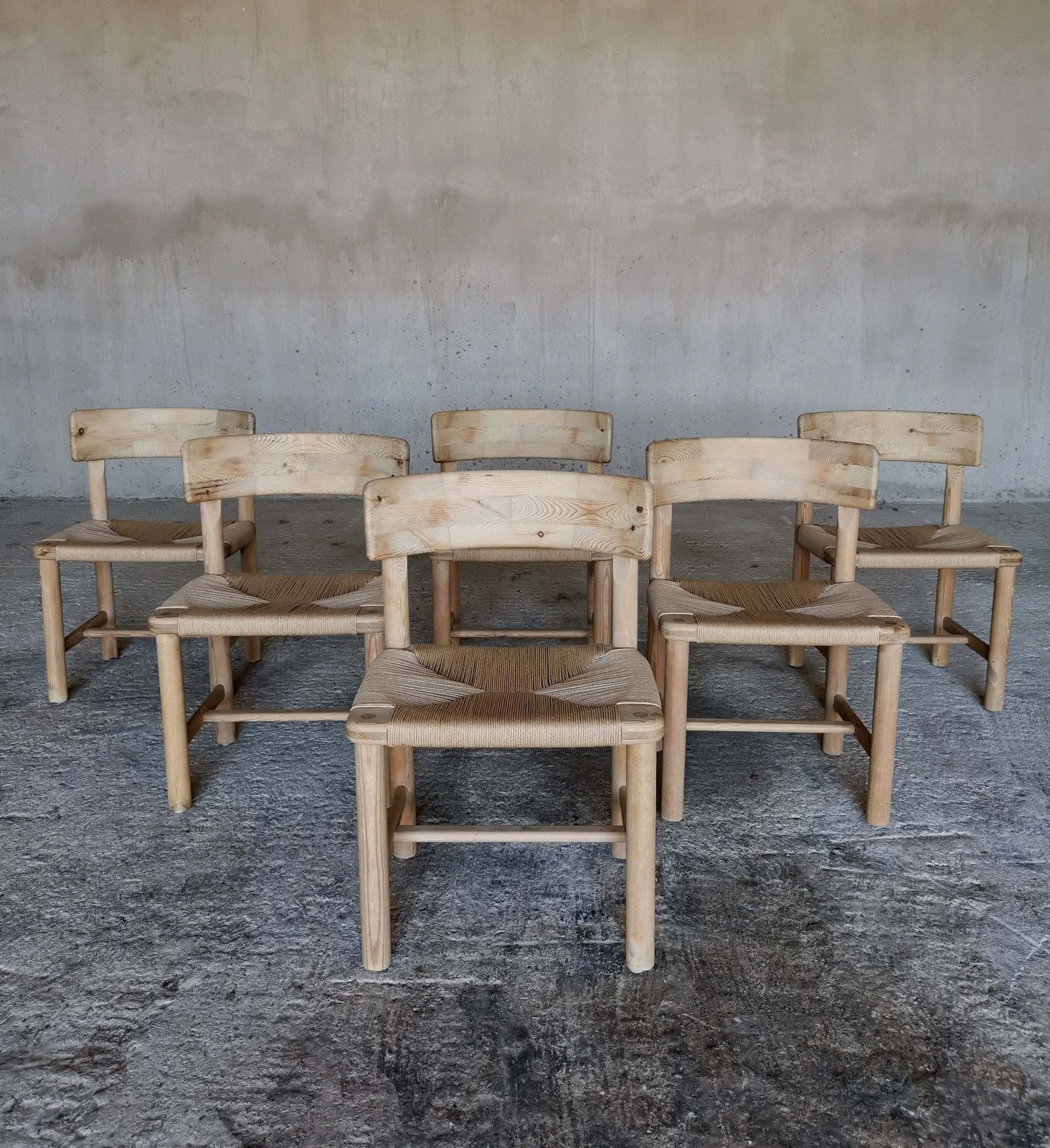 Rare Set Of Six Friis & Moltke Dining Chairs In Solid Oregon Pine. Denmark 1970s photo furniture