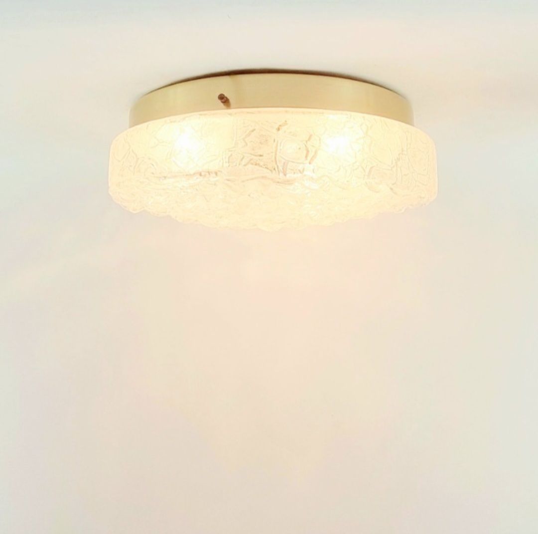 photo furniture Grote Mid Century Murano Ijsglas Plafondlamp Van Doria Leuchten, Duitsland, Jaren 1960