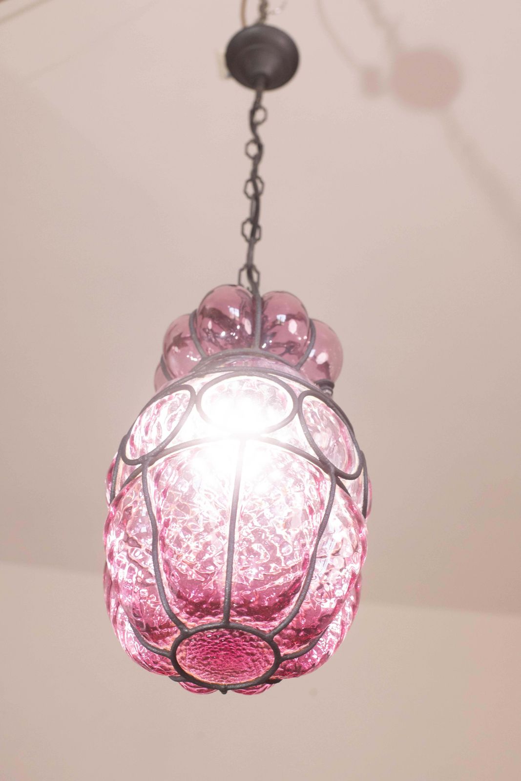 Lighting Wonderful Plum Colour Venetian Lantern, Seguso Murano Glass, Italy, 1950s photo