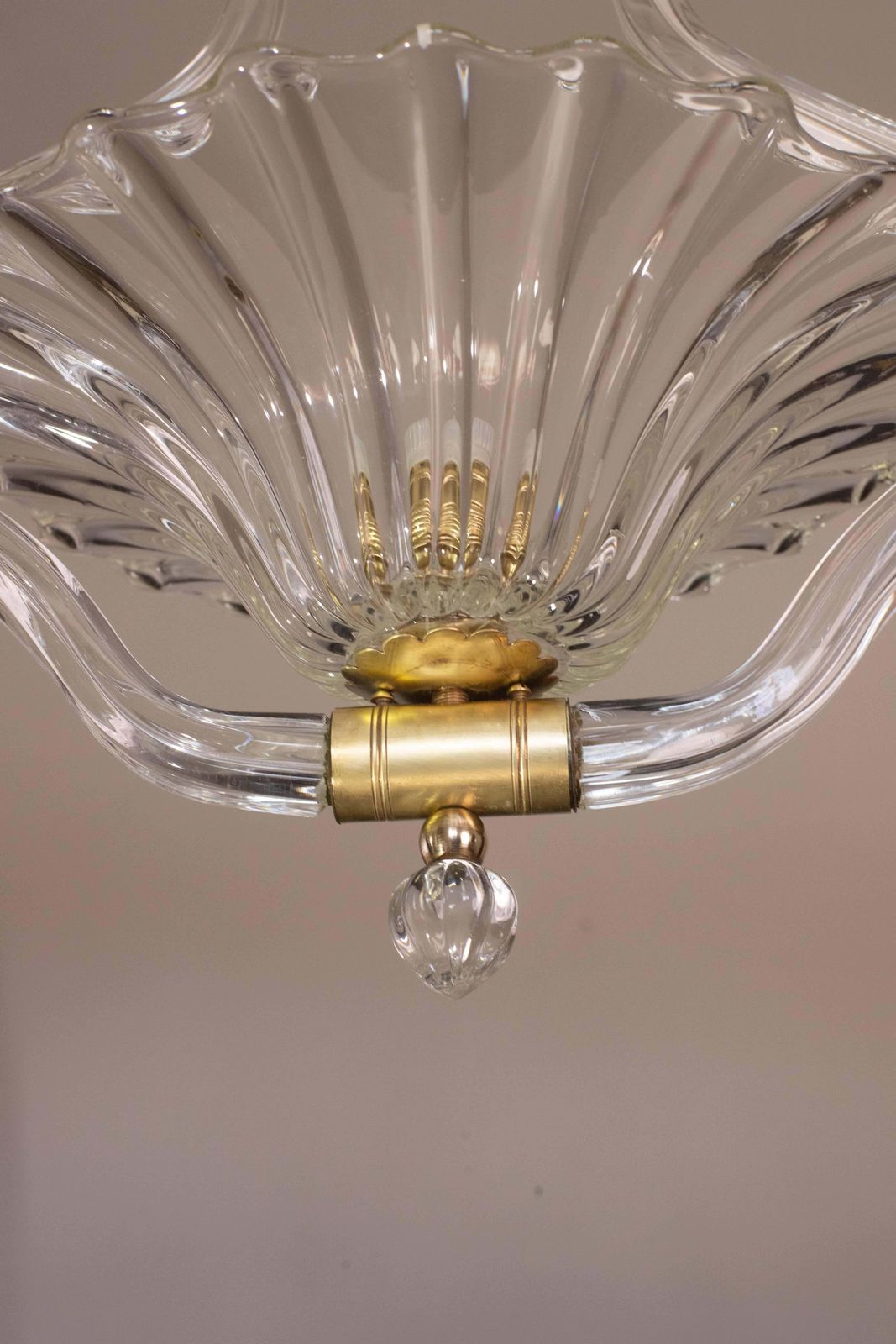 Charming Trasparent Murano Glass Chandelier By Barovier E Toso, 1950s photo vintage