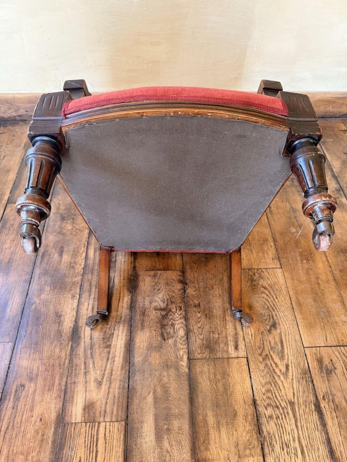349.0 Original Antique Unholstered Burnt Orange Gentleman's Fireside Armchair photo