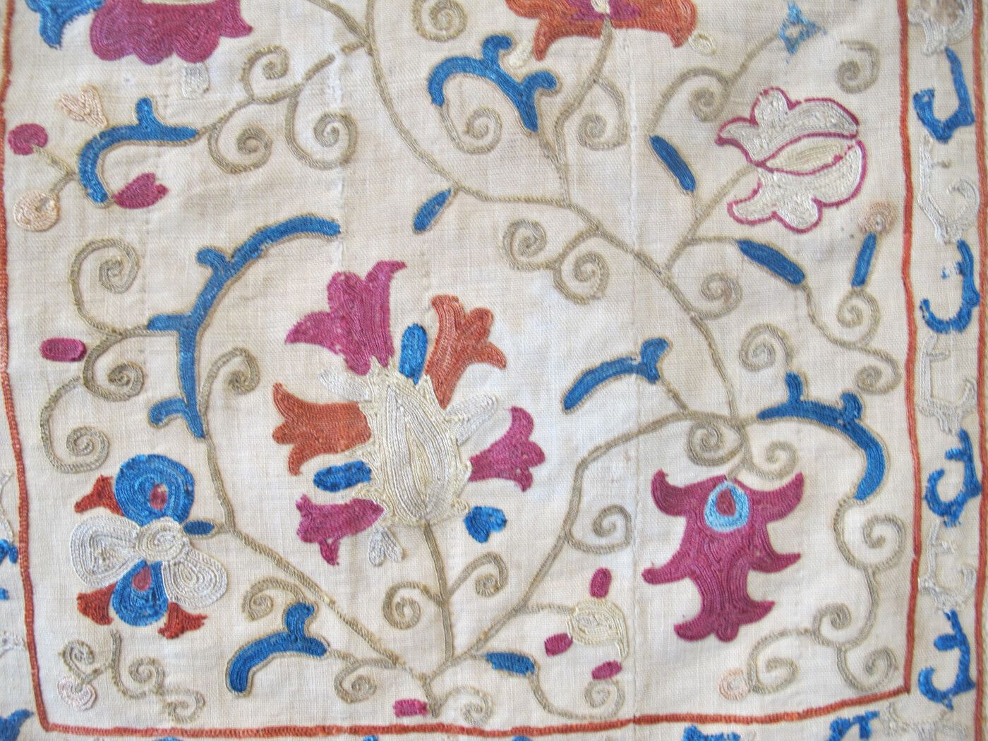 photo for sale Antique Bokhara Silk Embroidered Suzani, Circa 1860, 1.36m X 0.99m