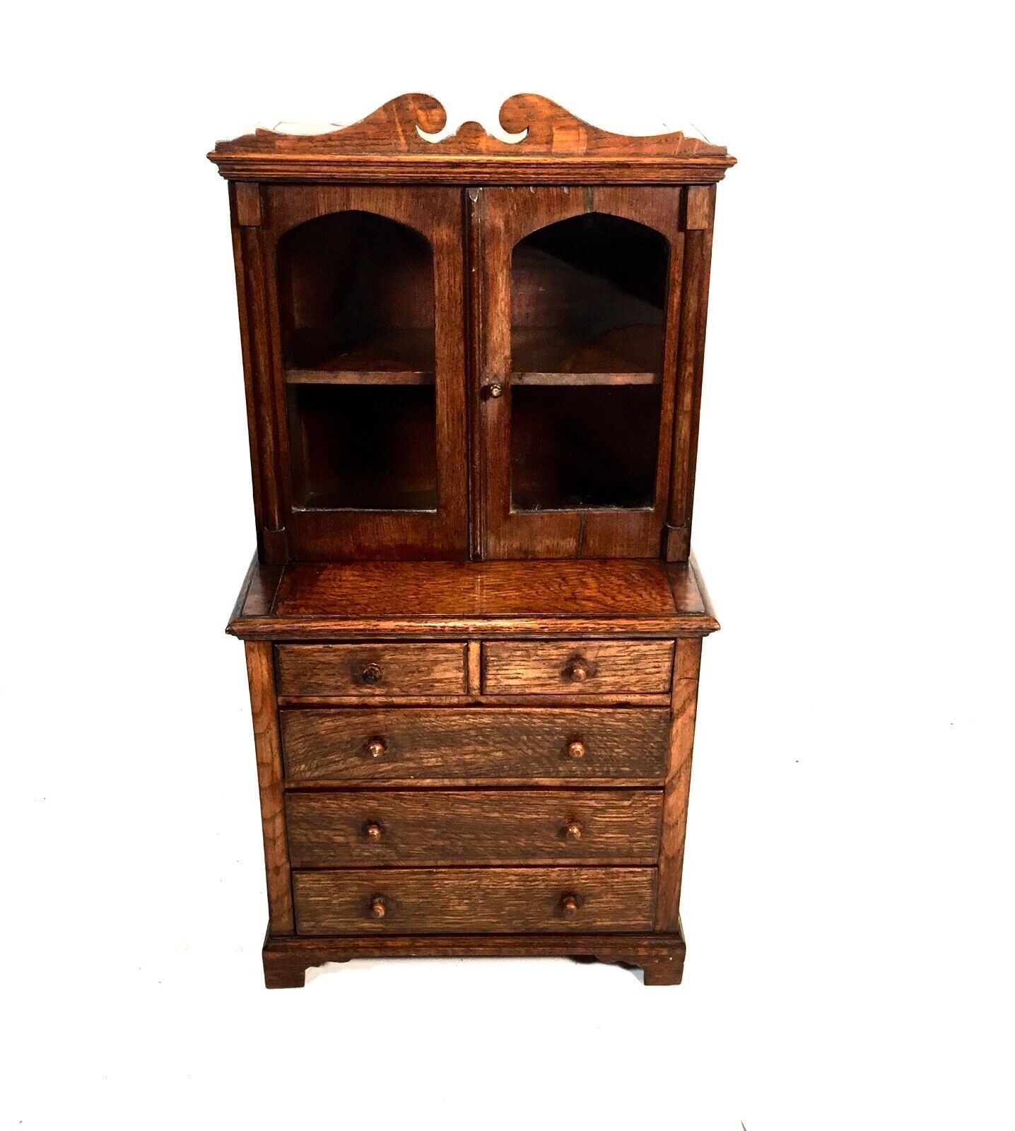 Antique Miniature 19th Century Wooden Oak Display Cabinet Apprentice Furniture photo furniture