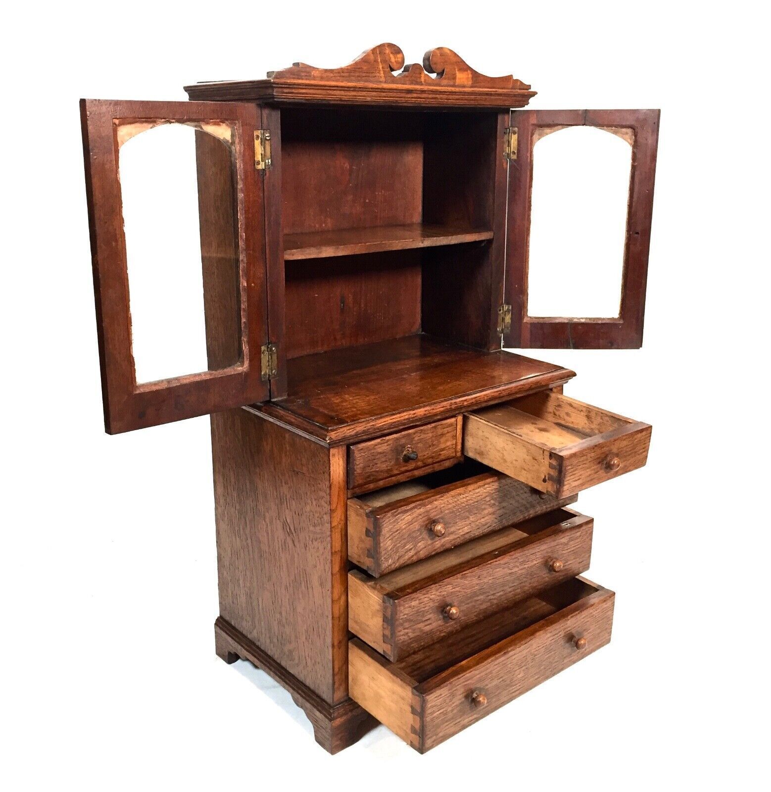 Antique Miniature 19th Century Wooden Oak Display Cabinet Apprentice Furniture photo Furniture