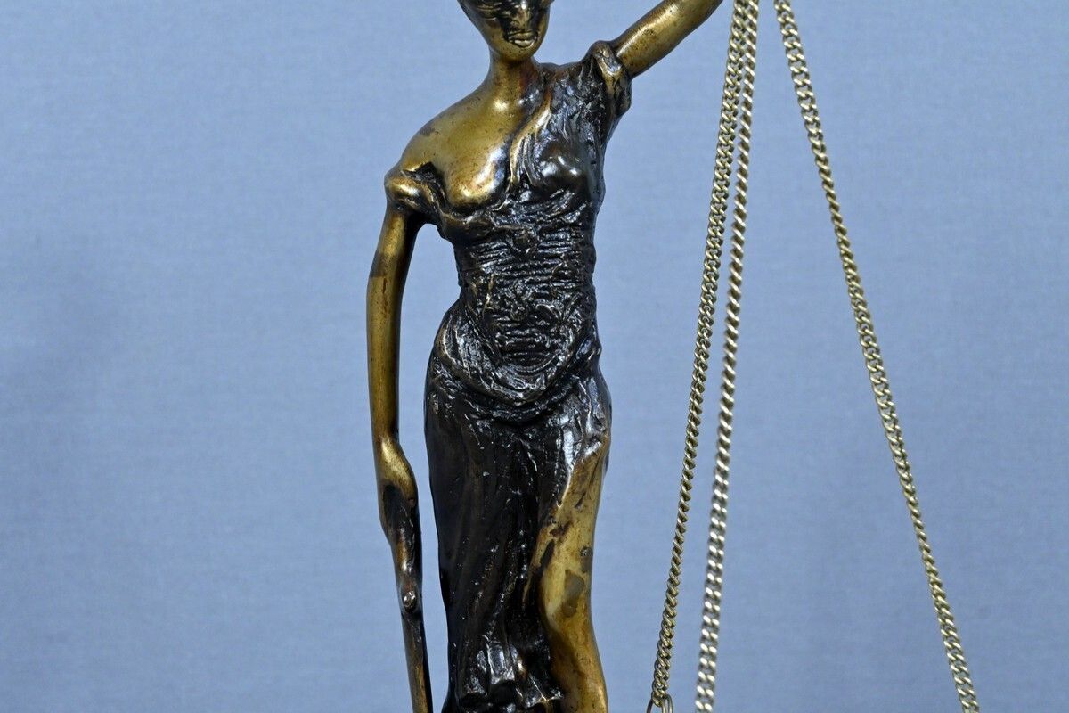Bronze Allegory Of Justice, After C.Franchomme – Early 20th Century photo vintage