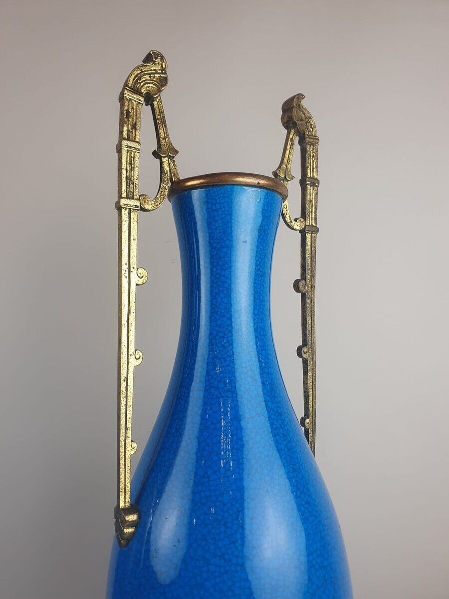 photo furniture Pair Of Ceramic Vases With Bronze Mounts, Paris 19th Century