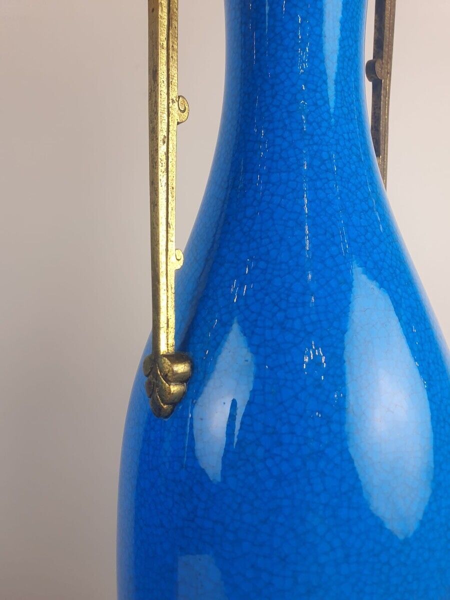 Home Decor Pair Of Ceramic Vases With Bronze Mounts, Paris 19th Century photo
