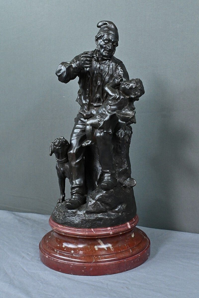 Bronze “The First Meal” By V. Rousseau – Early 20th Century photo for sale
