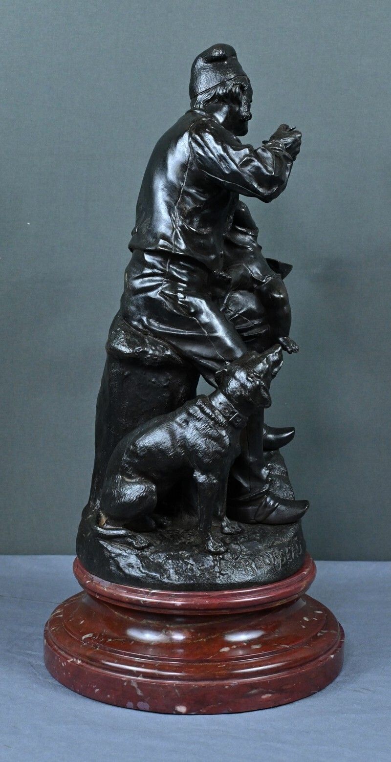 photo for sale Bronze “The First Meal” By V. Rousseau – Early 20th Century