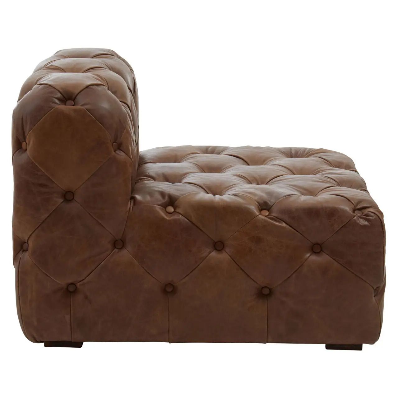 photo furniture Bespoke Modular Sectional Sofa, 13 Seats Total, Mid Century Modern Tufted Chesterfield Adaptation, Tan Aniline Leather