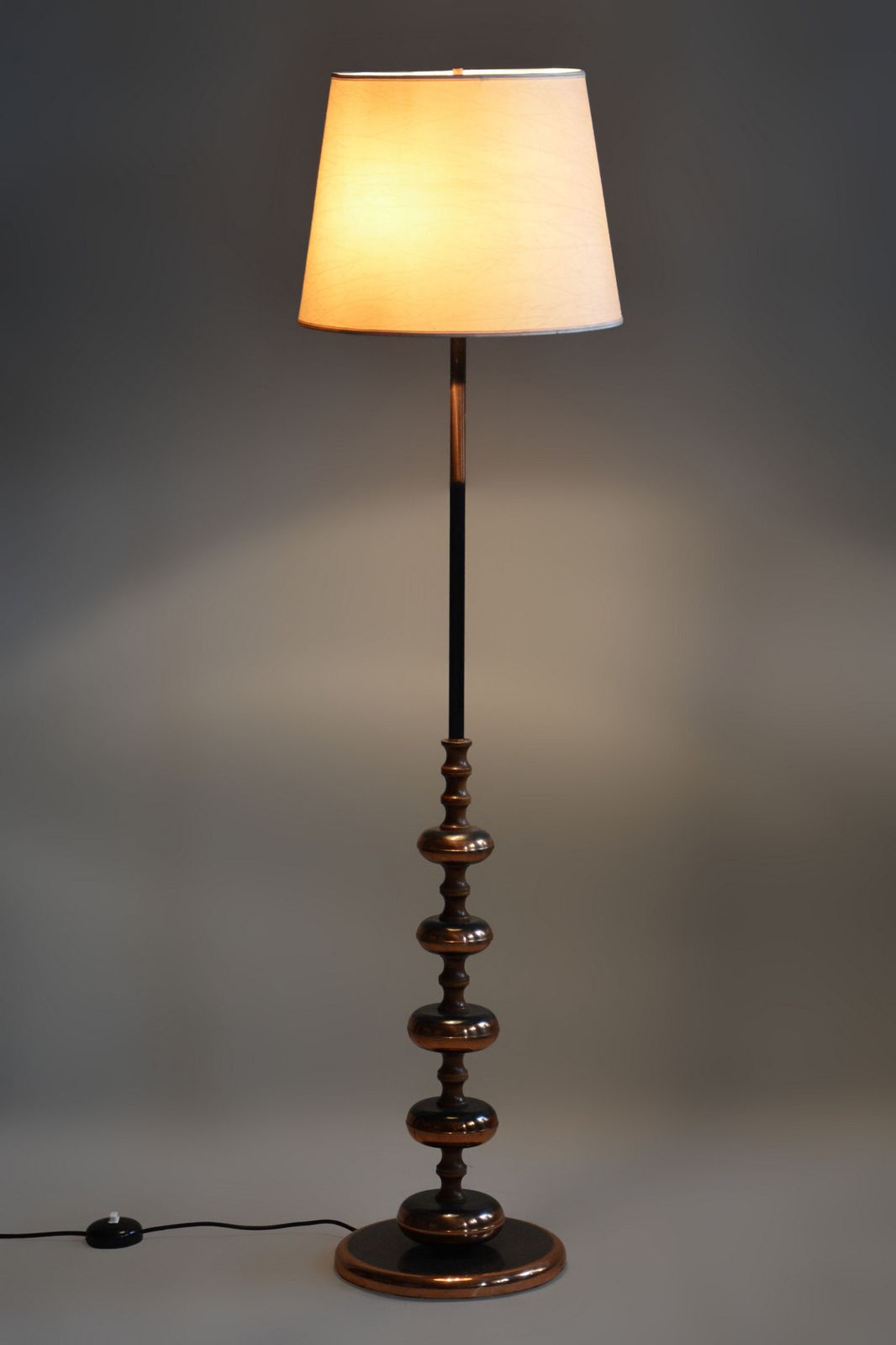 Restored Mid Century Floor Lamp, Steel, Copper, Czech, 1960s photo vintage