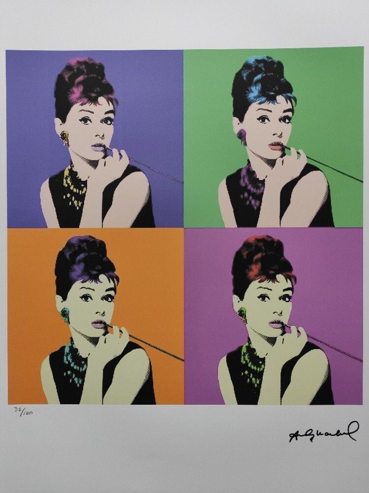 Andy Warhol Signed Lithograph Audrey Hepburn Certificate Leo Castelli