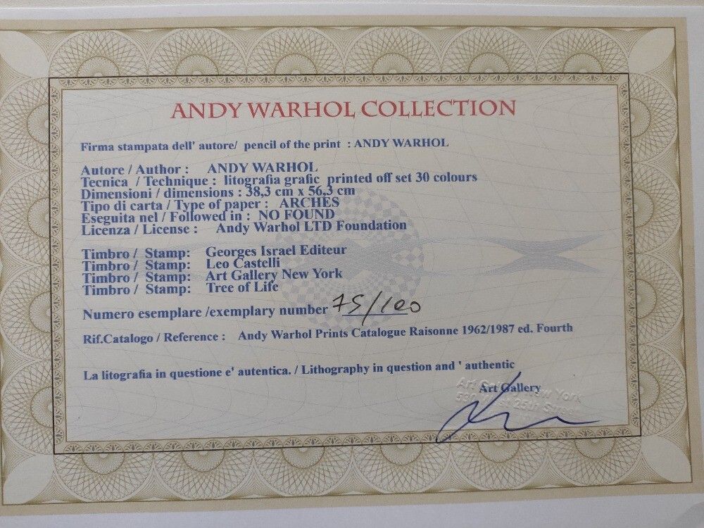 Andy Warhol Signed Cat Sam Certificate Leo Castelli photo for sale