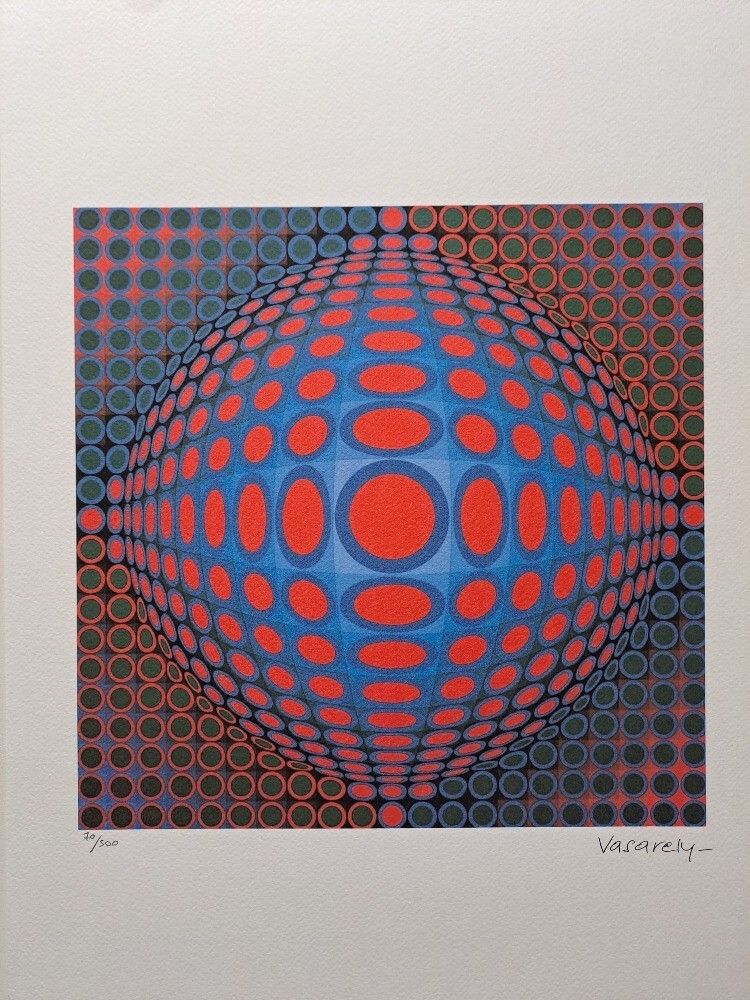 Victor Vasarely Signed Ball Certificate photo furniture
