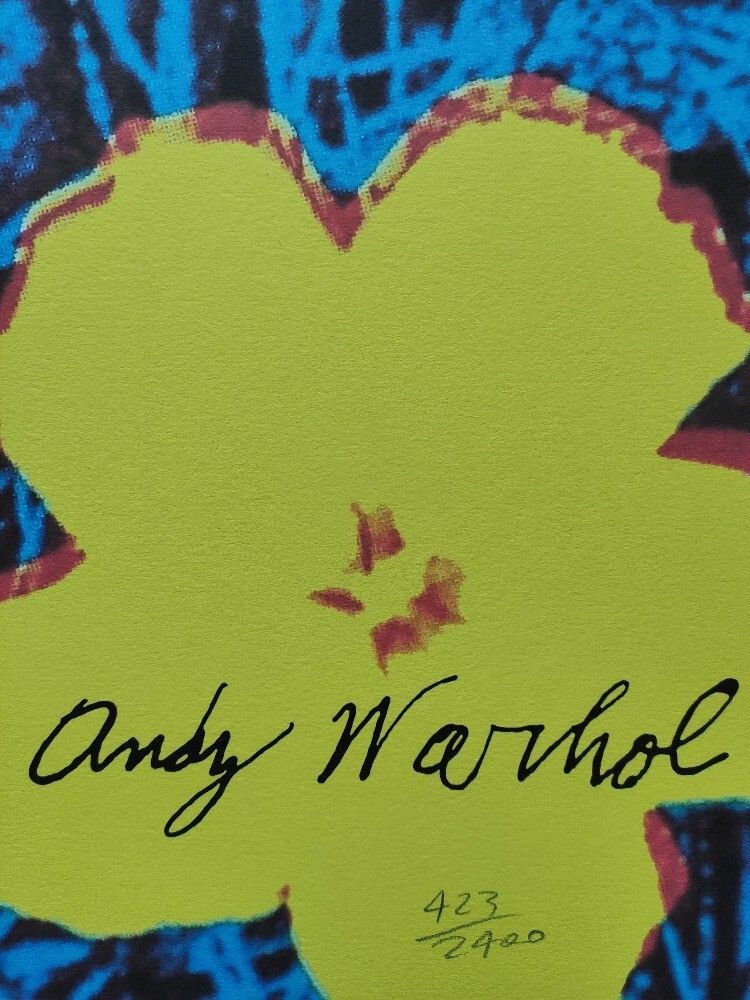 1980s Andy Warhol Signed Limited Edition Lithograph Flowers photo furniture