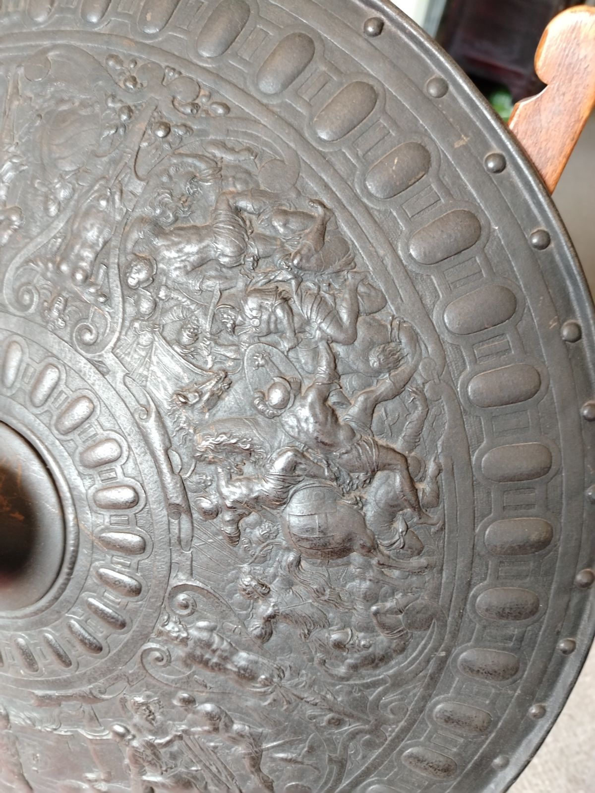 photo for sale 19th Century Cast Iron Classical Shield In The Manner Of Elkington & Co. Cellini Shield.