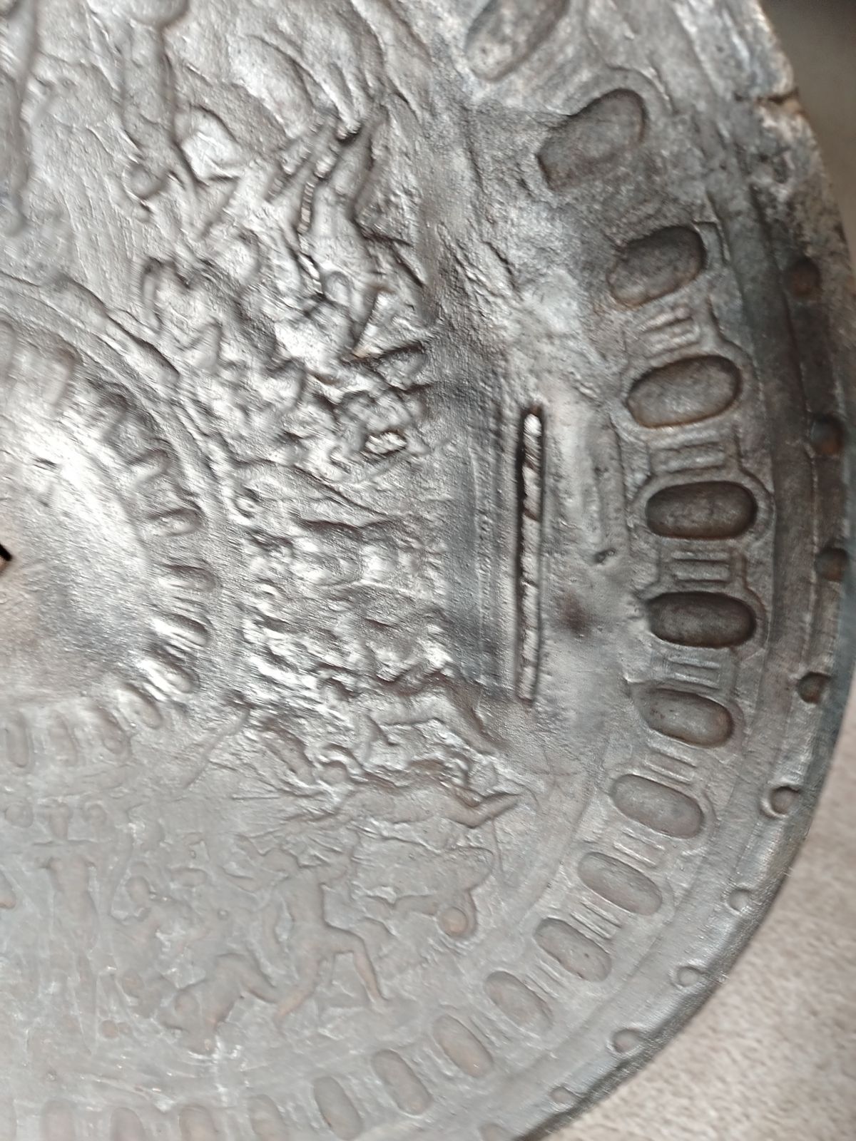 photo vintage 19th Century Cast Iron Classical Shield In The Manner Of Elkington & Co. Cellini Shield.