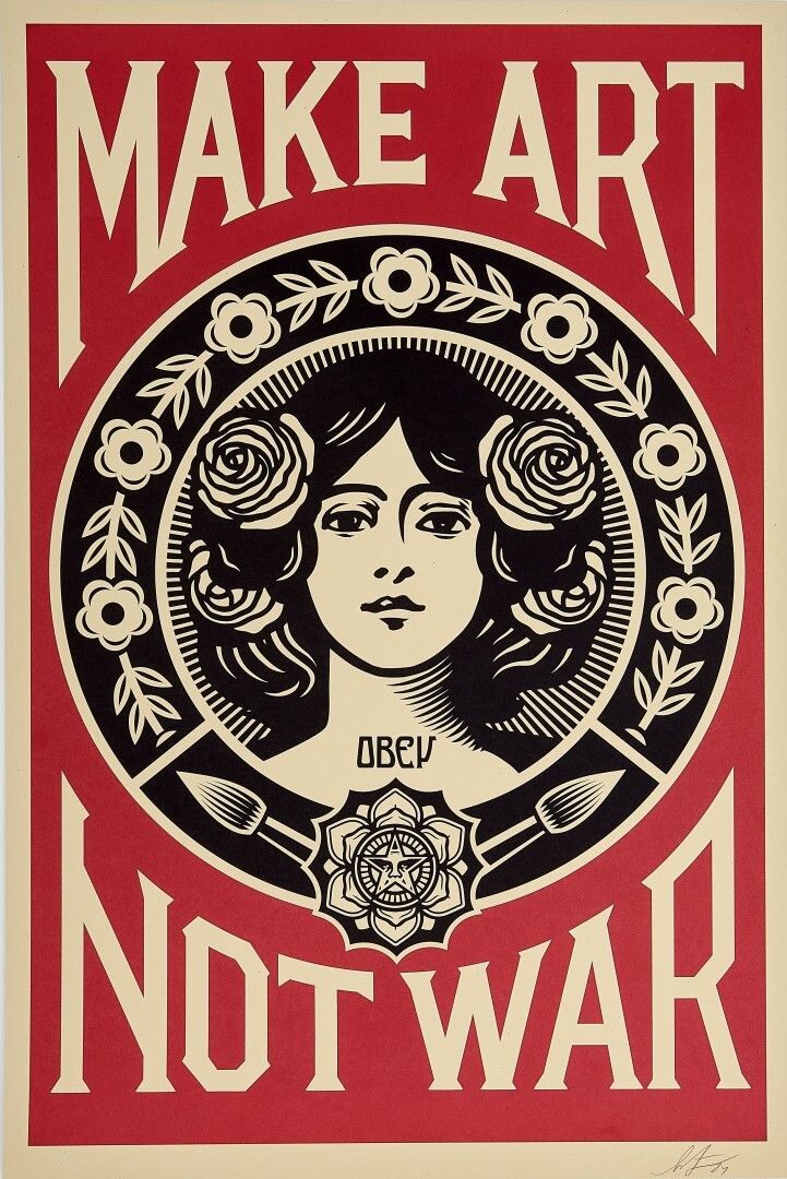 Shepard Fairey, 2025 Make Art Not War Offset Lithograph On Thick Paper Cm 91,5 X 61