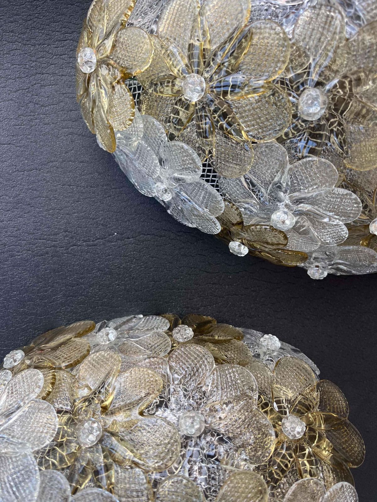 Set Of 3 Murano Wall Light Flower By Seguso For Venini, Italy, 1960s photo vinterior