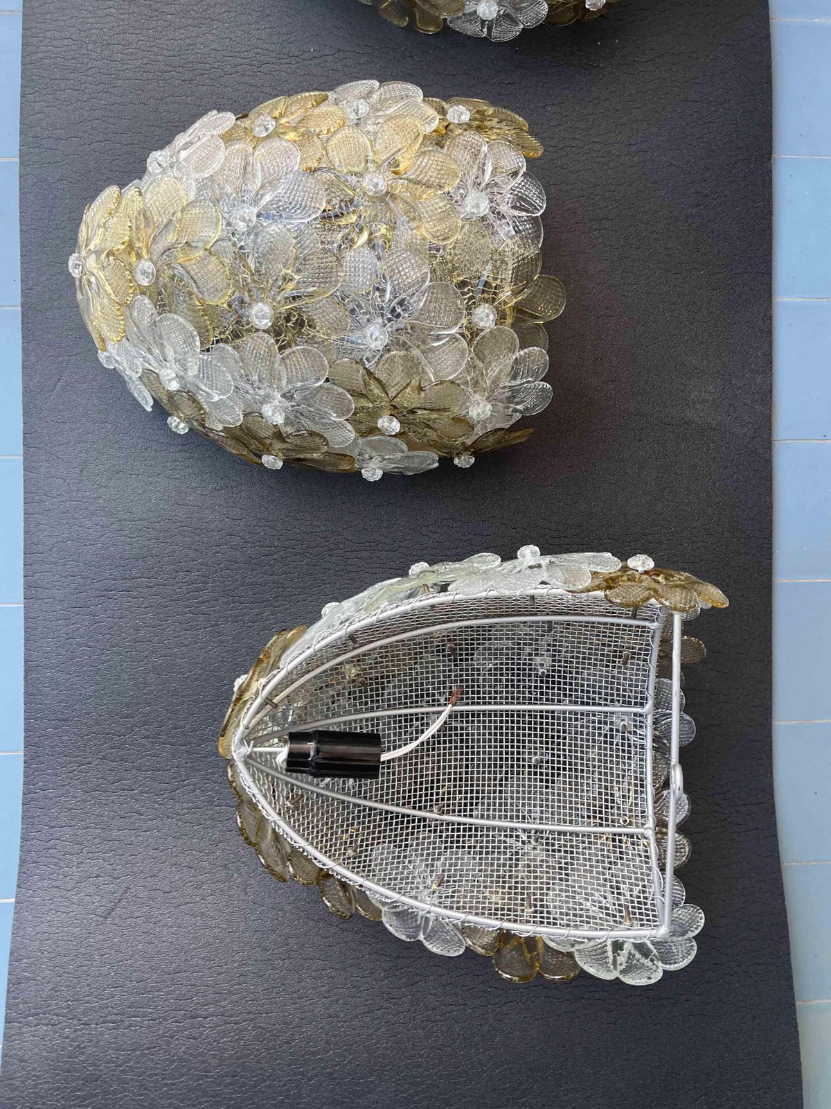 photo furniture Set Of 3 Murano Wall Light Flower By Seguso For Venini, Italy, 1960s