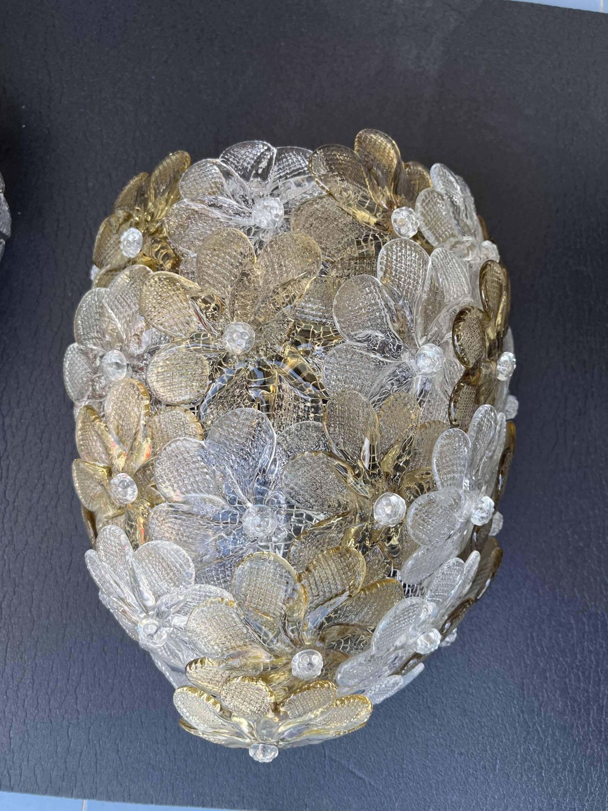 Lighting Set Of 3 Murano Wall Light Flower By Seguso For Venini, Italy, 1960s photo