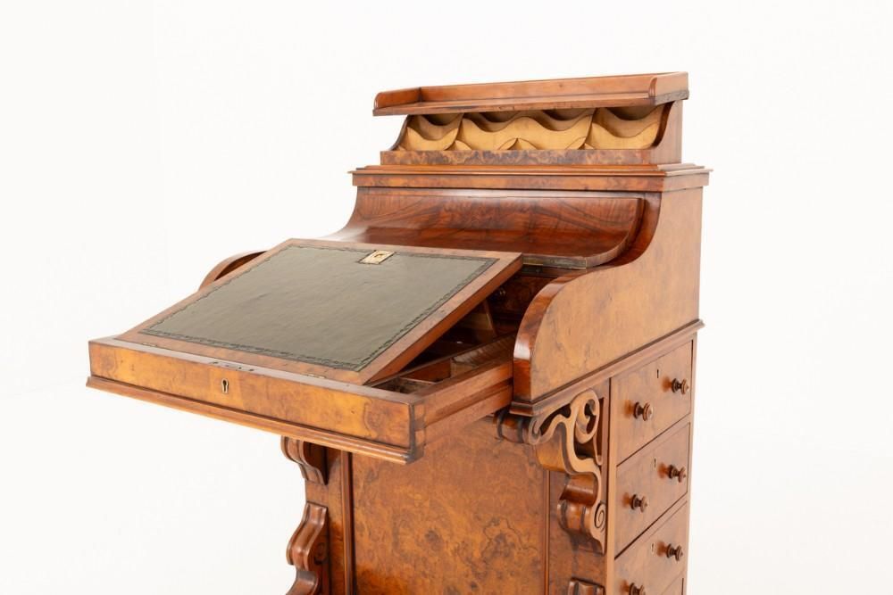Victorian Davenport Desk Burr Walnut Pop Up 1860 photo Furniture