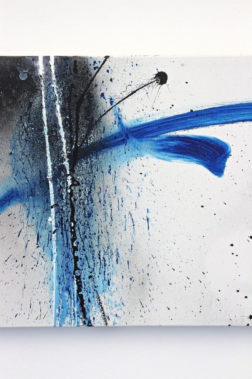 Contemporary Abstract Painting "Blue Soot", Acrylic On Canvas, Signed By Ms, At 5/2017 photo 4660.0
