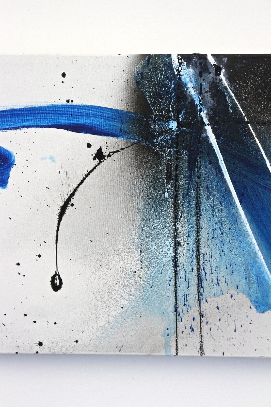 Contemporary Abstract Painting "Blue Soot", Acrylic On Canvas, Signed By Ms, At 5/2017 photo vinterior