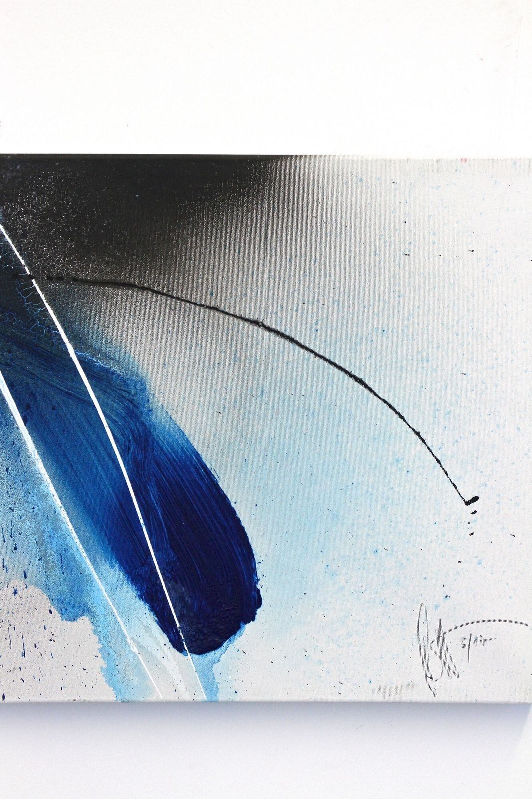 Contemporary Abstract Painting "Blue Soot", Acrylic On Canvas, Signed By Ms, At 5/2017 photo buy