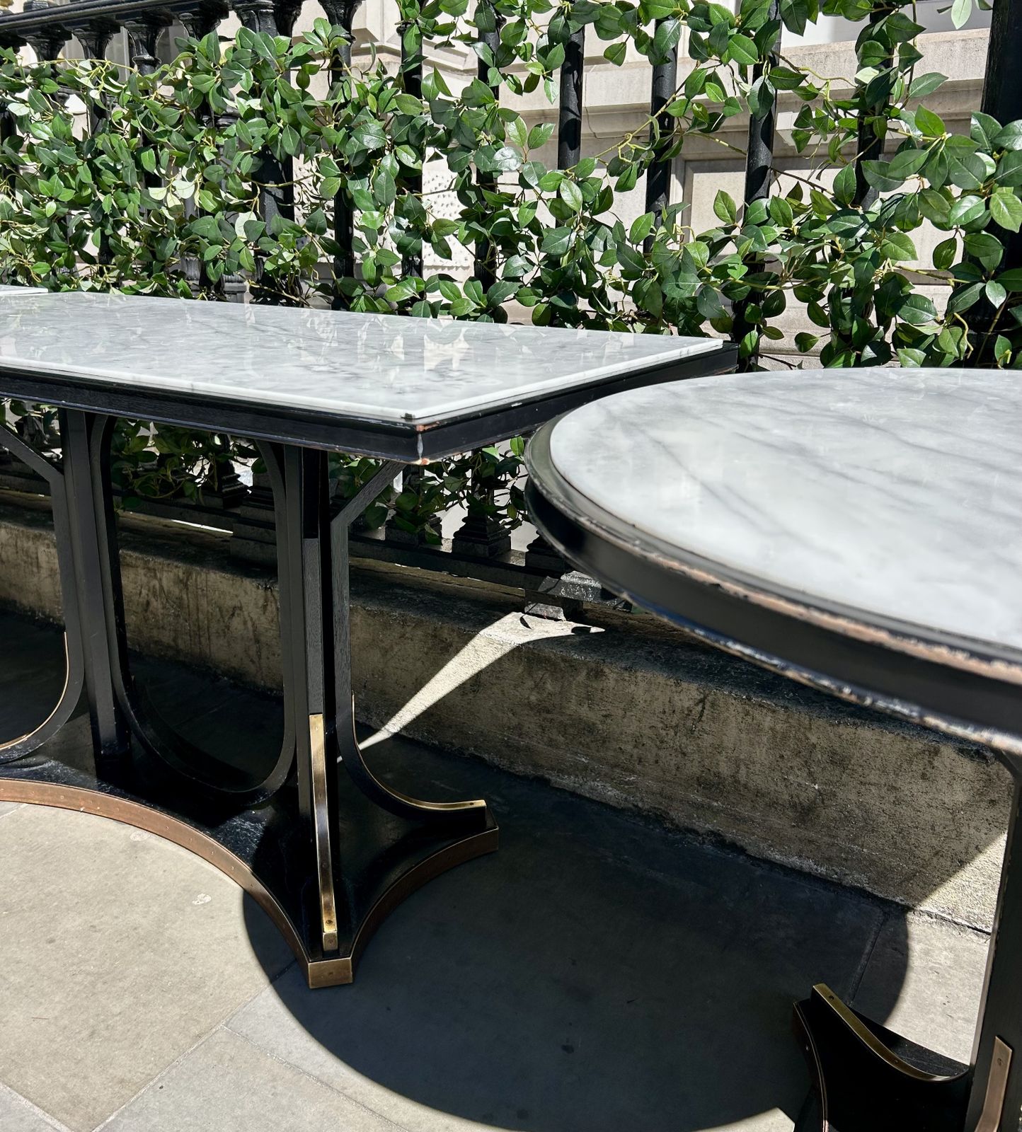 photo furniture Marble & Black Wood Dining Tables – Bespoke From A High End London Hotel – Cafe/Restaurant/Bar/Home/Furniture