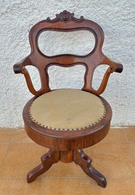 Antique Elizabethan Swivel Wooden Armchair, 1890s photo Furniture