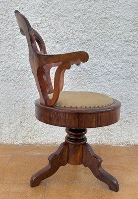 Antique Elizabethan Swivel Wooden Armchair, 1890s photo vintage