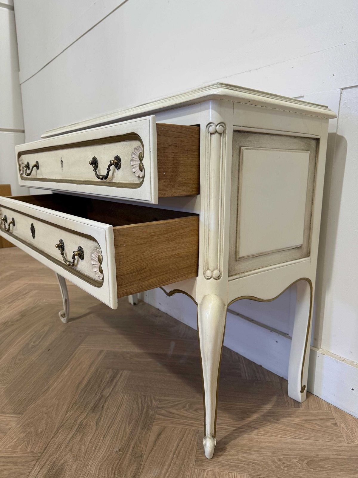 French Original Painted Ornate Chest Of Drawers 2 Drawer Chest Of Drawers photo vinterior