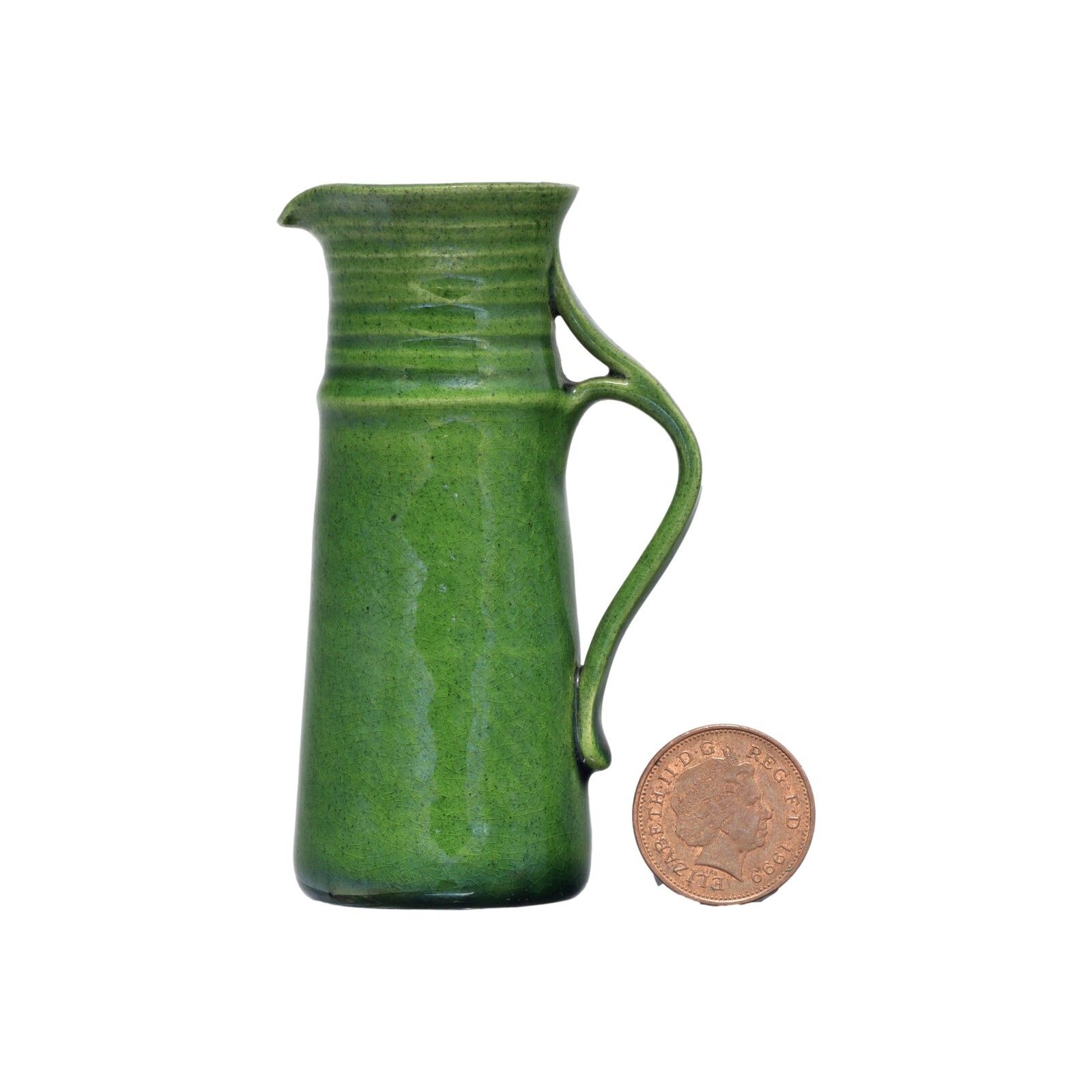 Rye Pottery Sussex Rustic Ware Miniature Green Lustre Straight Sided Jug 3 1/8" photo furniture