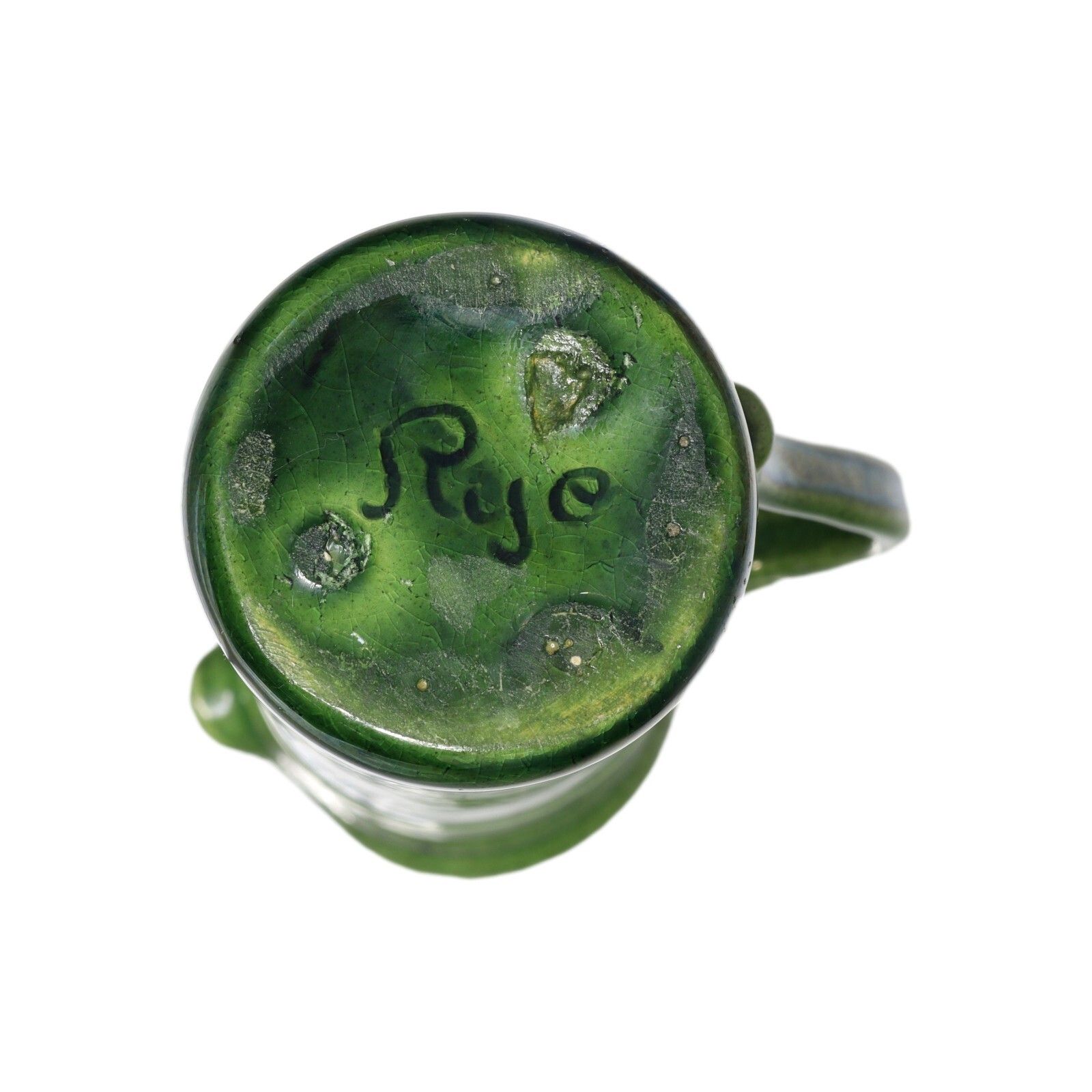 Rye Pottery Sussex Rustic Ware Miniature Green Lustre Straight Sided Jug 3 1/8" photo for sale