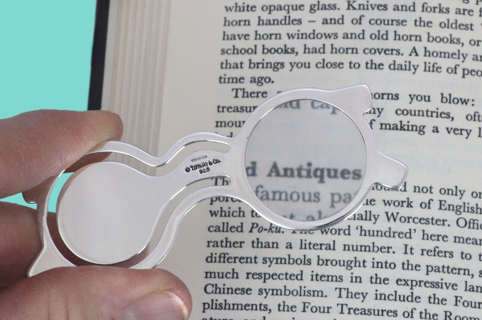 Novelty Tiffany & Co Silver Bookmark Page Marker Eyeglasses Magnifier