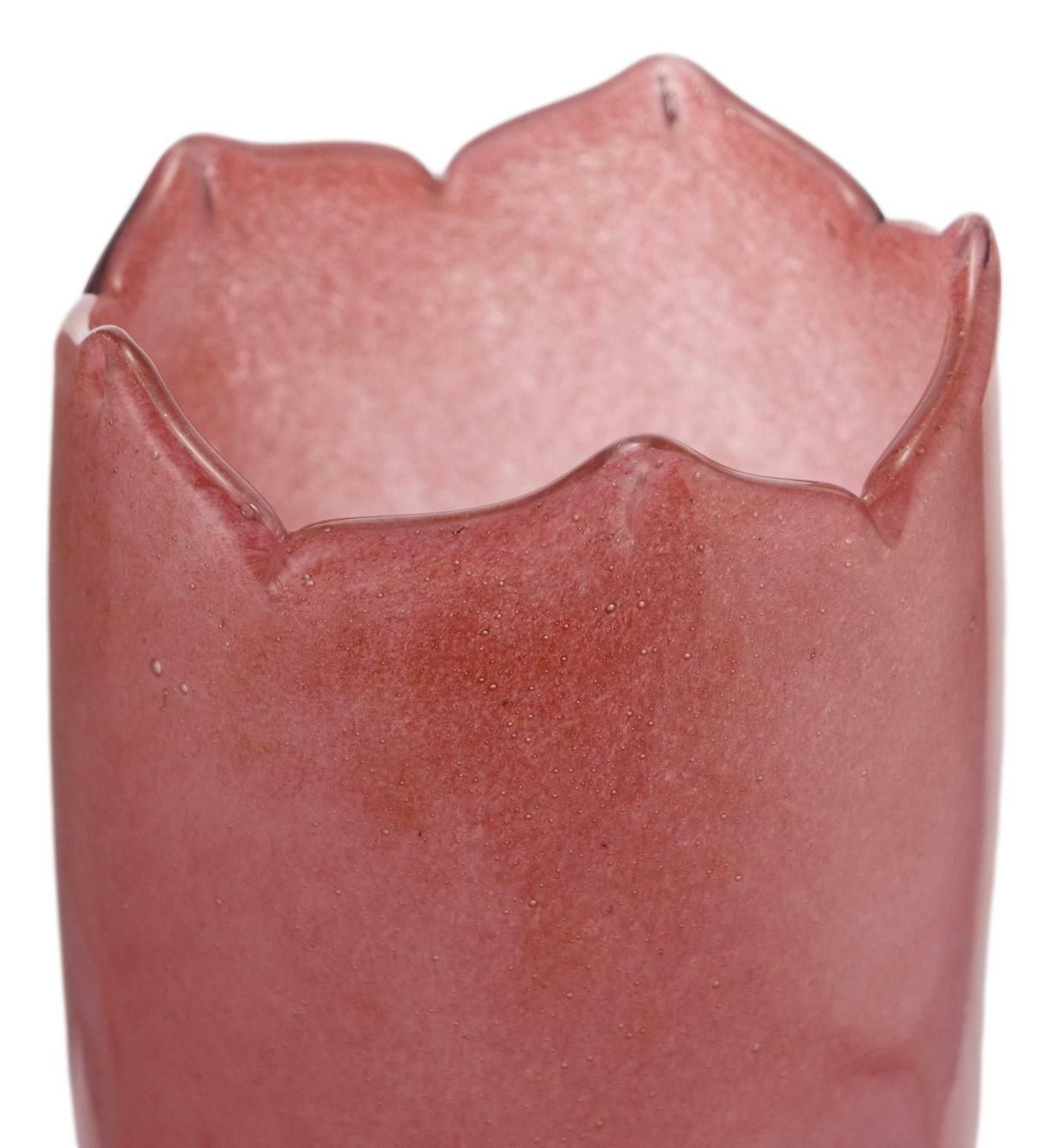 Pink Scottish Vasart Glass Tulip Lamp 10 5/8" (27cm) Tall photo for sale
