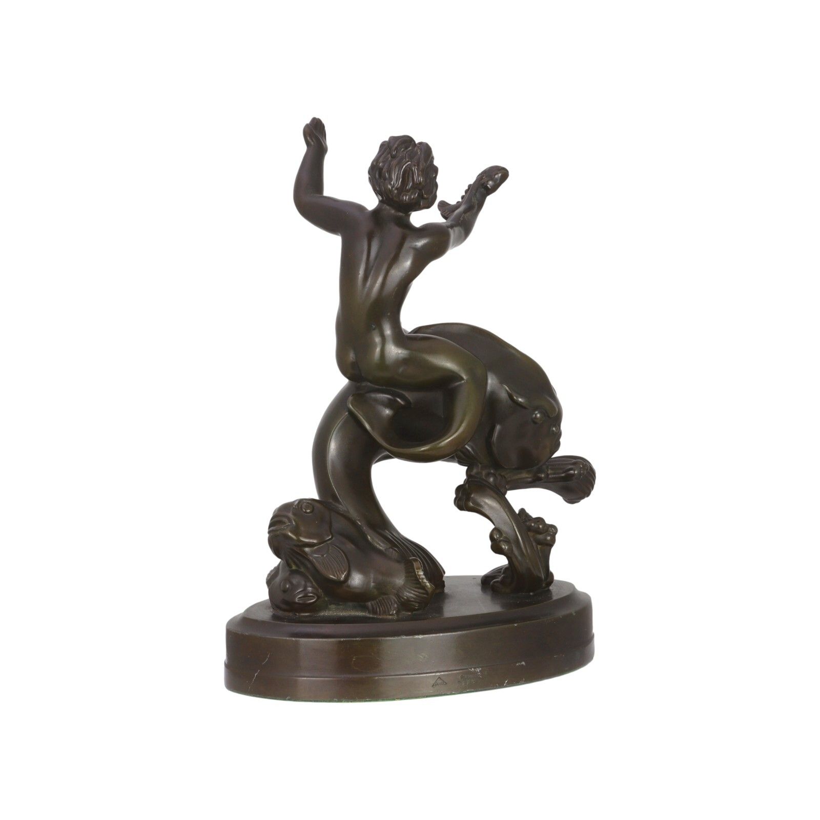 Just Andersen Denmark / Danish Art Deco Metal Merman & Fishes 2114 photo Art
