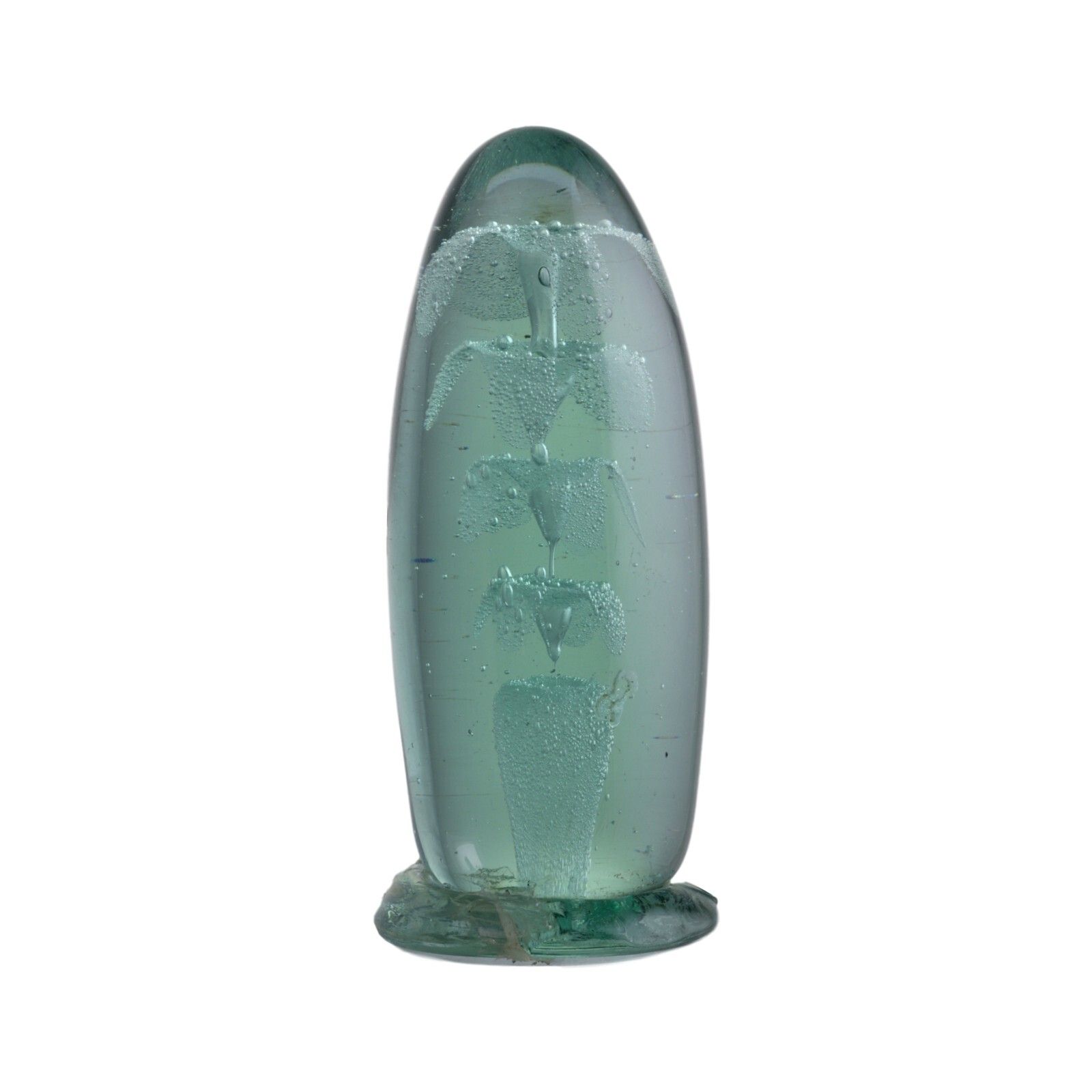 Victorian Glass Green Dump Paperweight 4 Levelled Flower 6 1/2" photo Home Decor