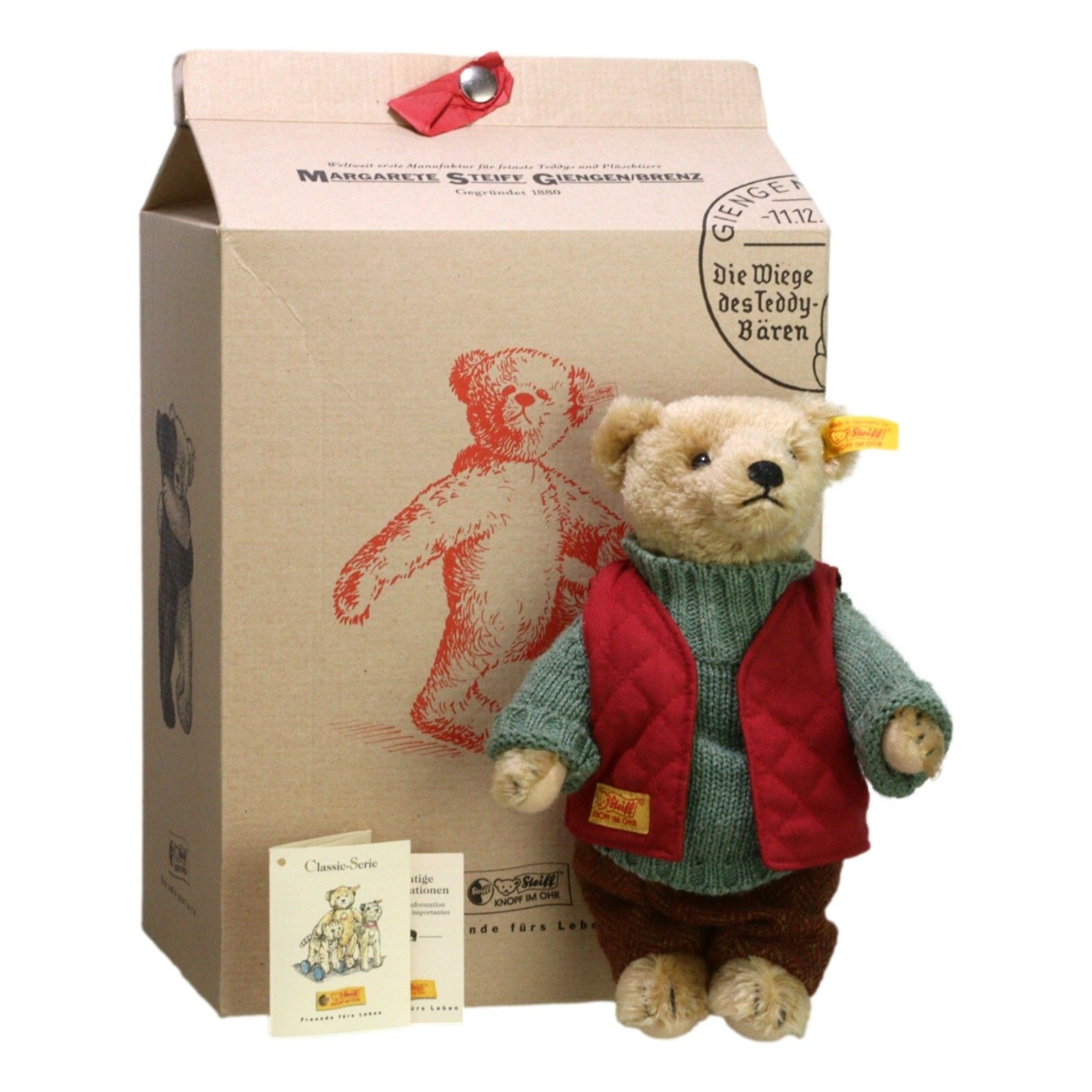 Collectible Traditional Steiff Teddy Bear Classic Mohair 028625 23cm Tall