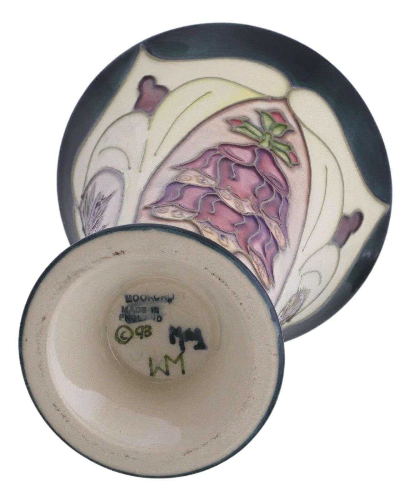 Moorcroft Pottery Foxglove Vase 6 1/8" (15.5cm) 1995 Rachel Bishop Design 2nd Q photo vinterior