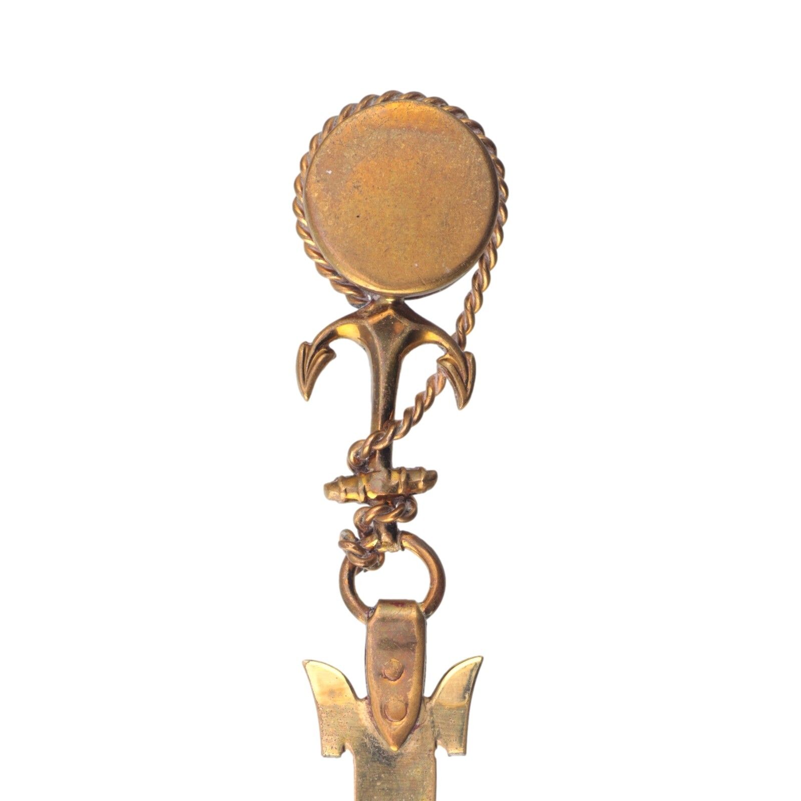 Antique Novelty Bookmark / Page Marker Gilt Brass Working Compass Anchor & Rope photo for sale