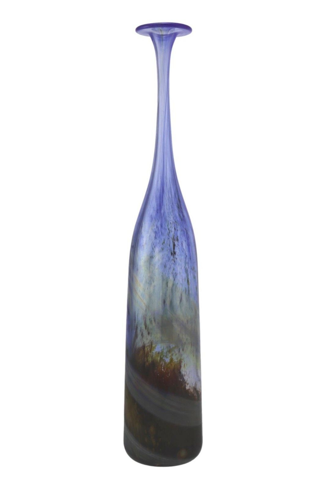 Isle Of Wight Glass Michael Harris Rare Blue Aurene Attenuated Bottle 18 3/8" photo Home Decor