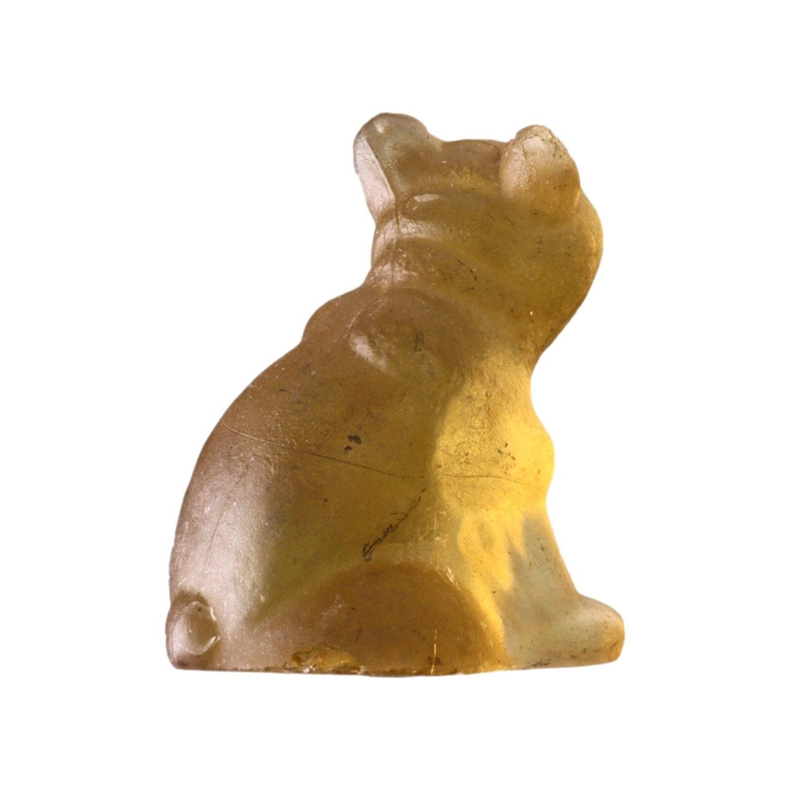Antique Czech Glass Crackerjack Cracker Jack Charm French Bulldog Yellow 4.8cm photo 157.0
