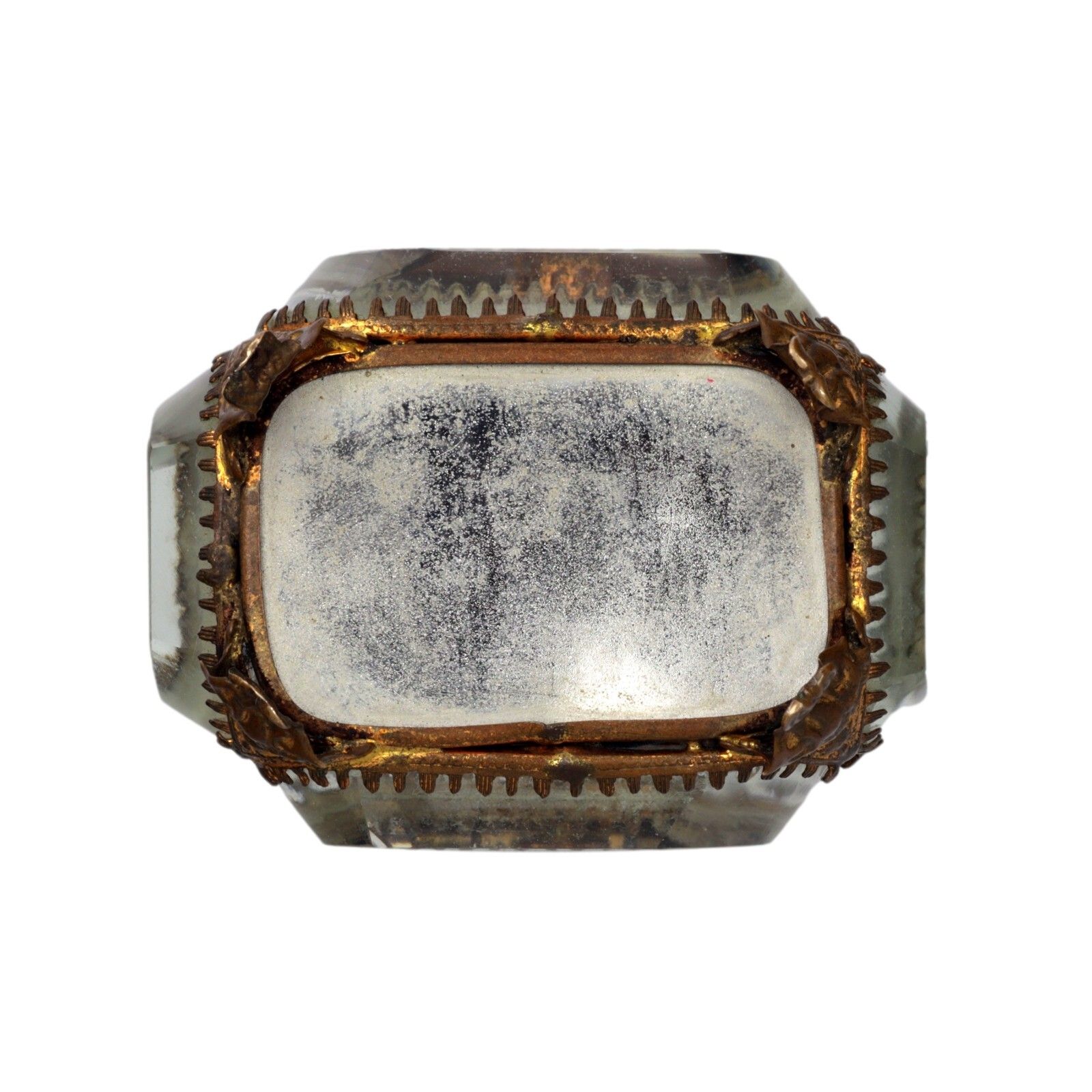 125.0 Antique French Ormolu Gilt Jewellery Box Casket Bevelled Glass Souvenir Street photo