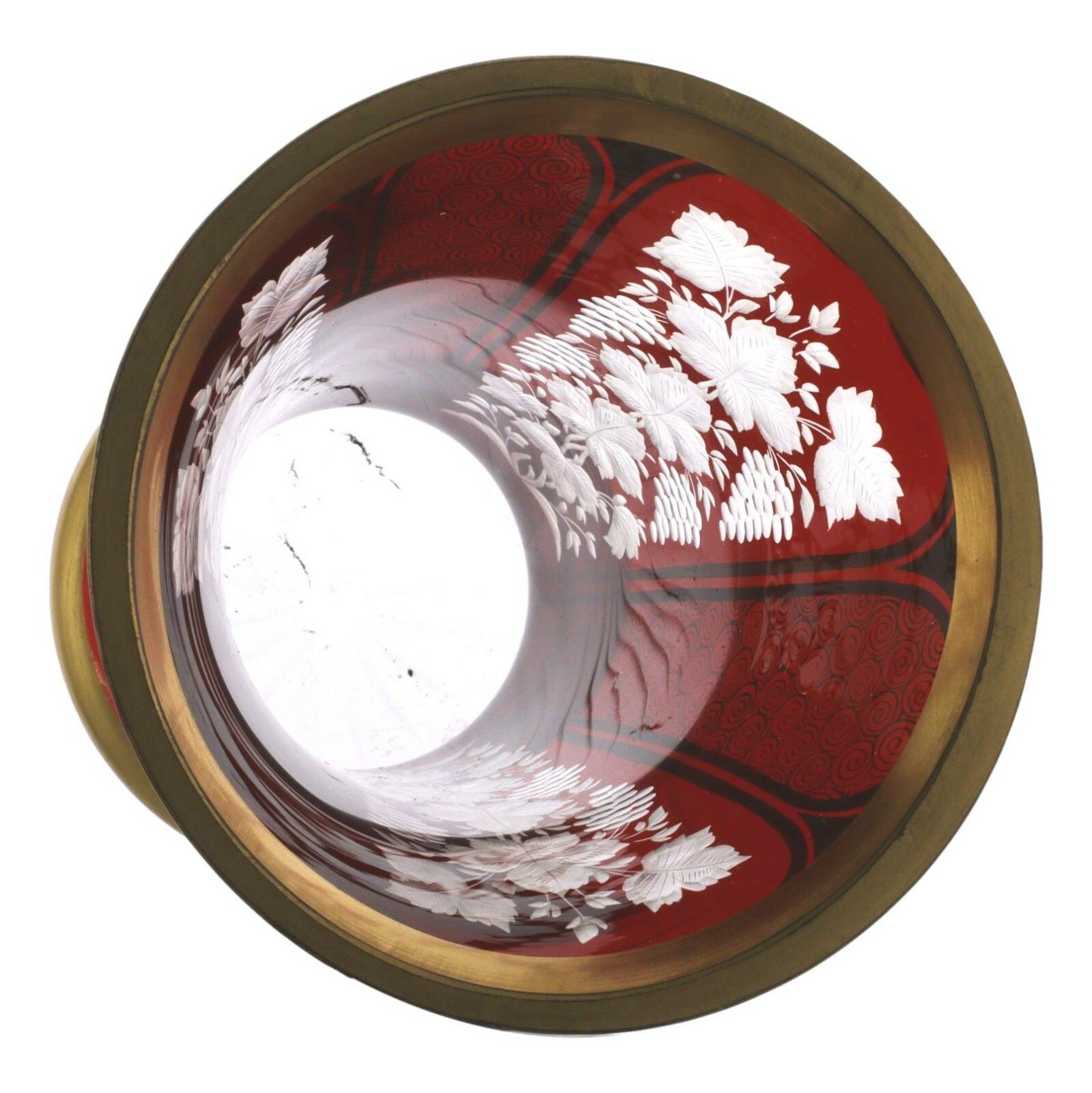 Bohemian Glass Red Overlay Gilt And Vine Decoration Cut Vase 6" (15.25 Cm) photo 150.0