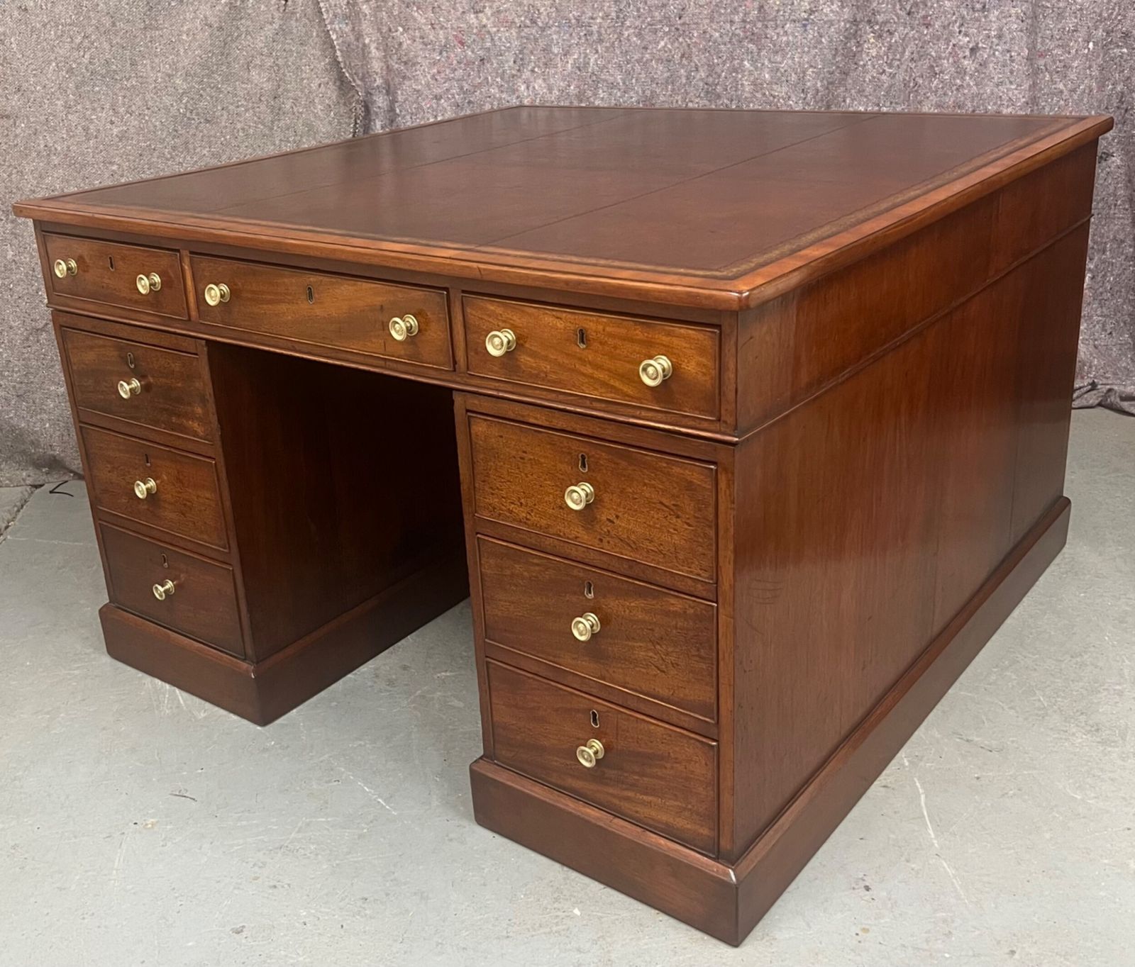 George III Mahogany 18 Drawer Partner's Desk photo Furniture