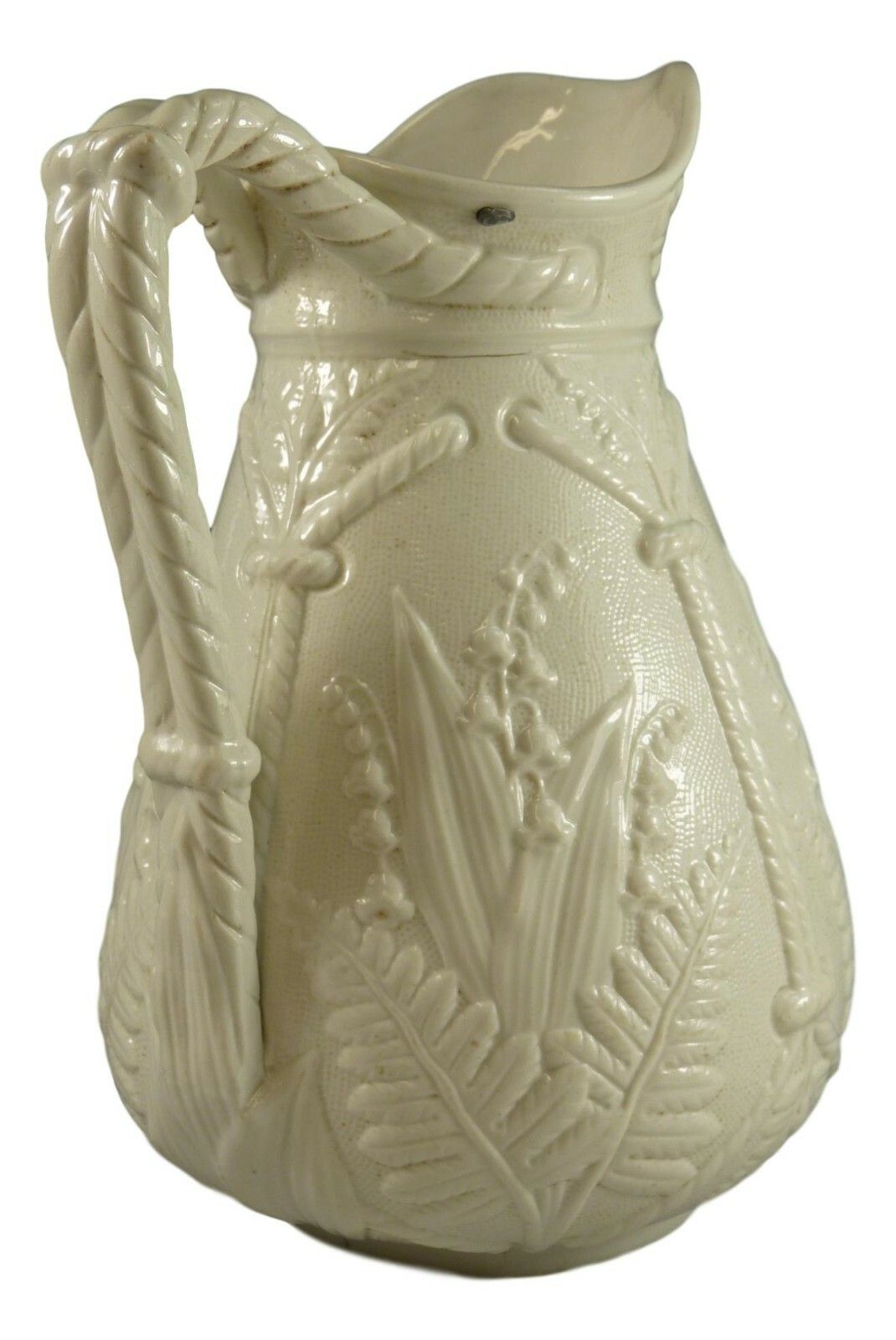 J Edwards And Son Dale Hall Lily Of The Valley Relief Moulded Jug 9" 1860's photo for sale