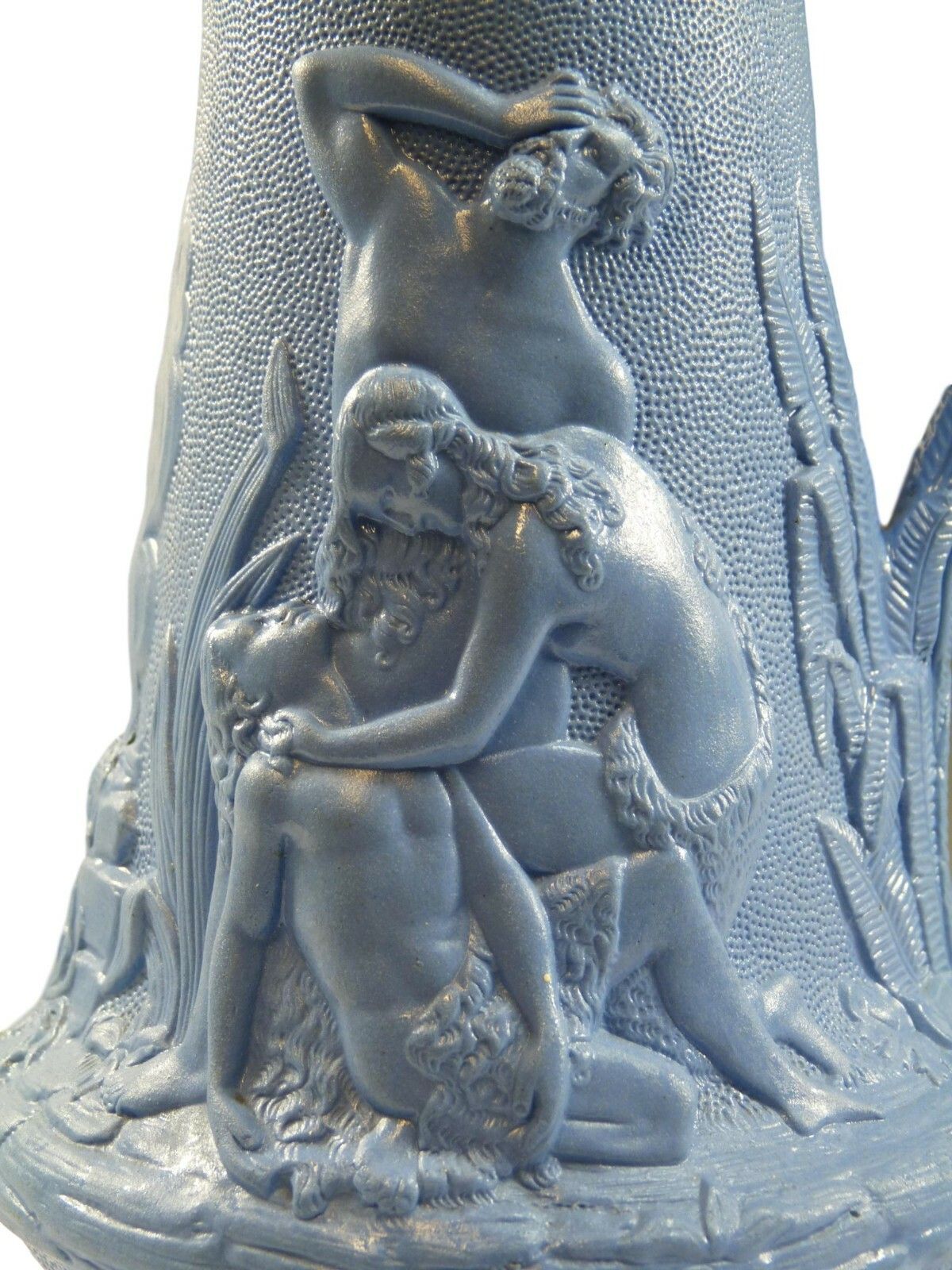 Antique Edward Walley Death Of Abel Relief Moulded Jug 9 1/4" Metal Lid C1845 photo for sale