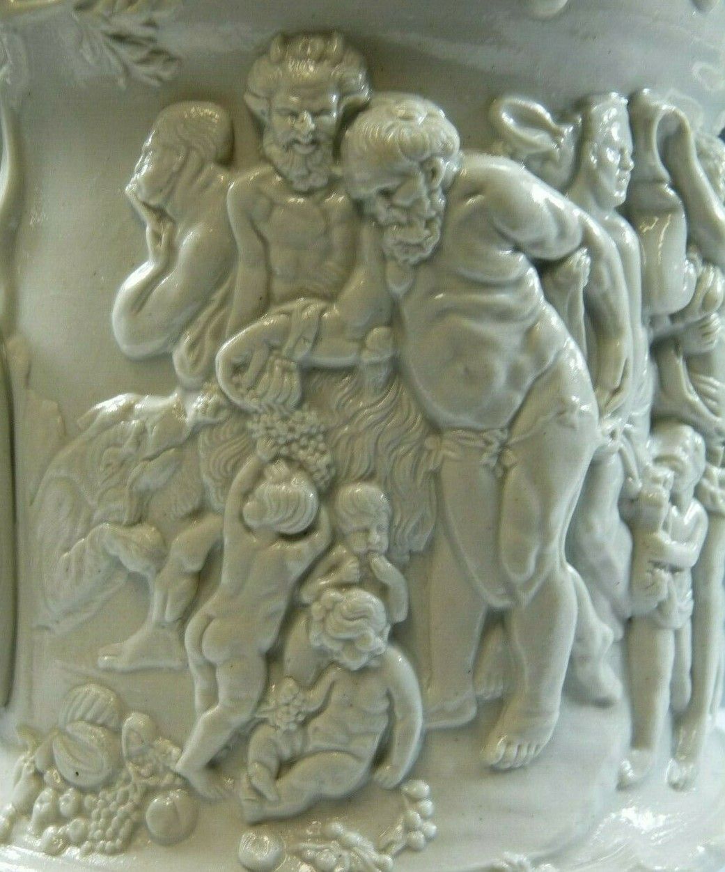 Antique Charles Meigh Bacchanalian Dance Relief Moulded Jug 9 1/4" White 1844 photo buy